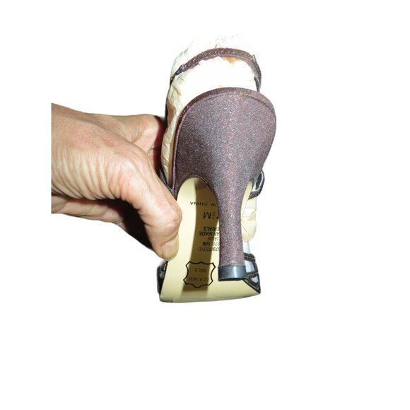 Valenti Franco Luann Bronze Italian Leather Strappy Glitter Heels Sandals 7.5 - Picture 9 of 11